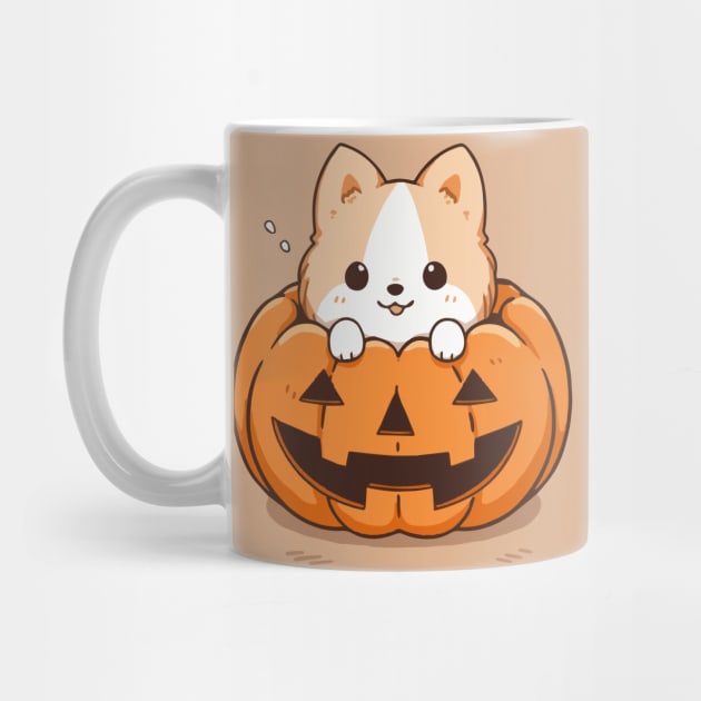 Puppy in a pumpkin by etherElric